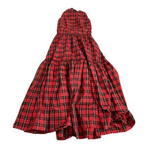 Polo Ralph Lauren Tartan Plaid Self Tie Dress Red Black Womens NEW $600 MSRP